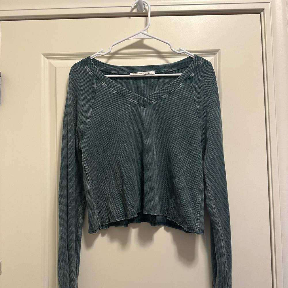 Altar'd State Green Ribbed Crop Sweater